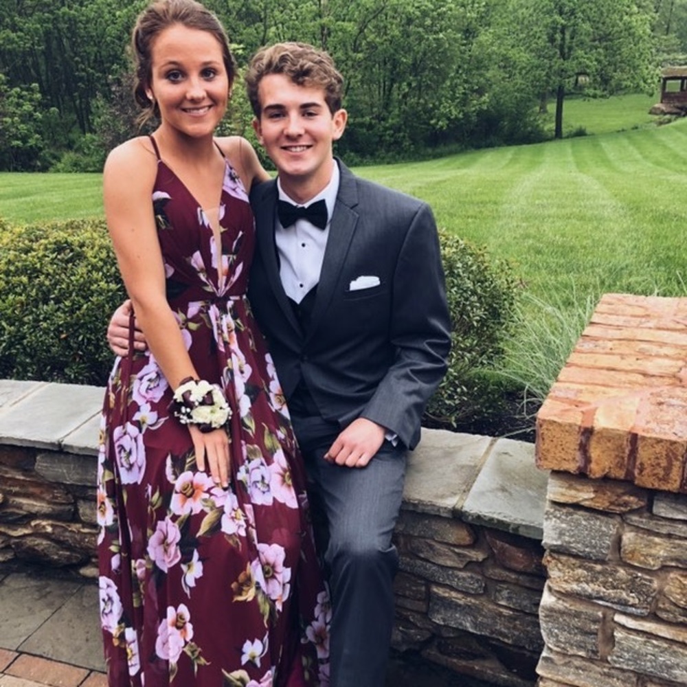 Faviana floral prom dress